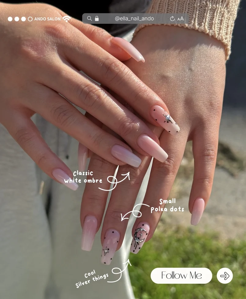 ANDO Salon client work: White Ombre Nails